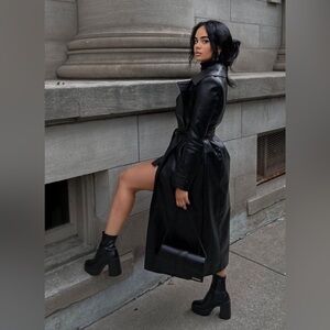 Zara Black Platform Heeled Ankle Boots